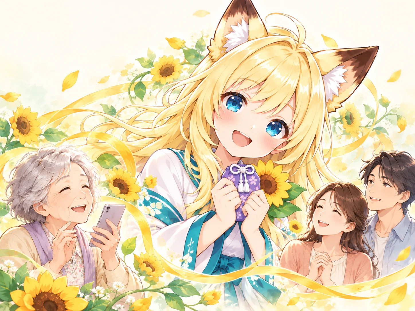 向日葵ちゃんと本人・家族をひまわりがつなぐ、おまもり向日葵のイメージ
